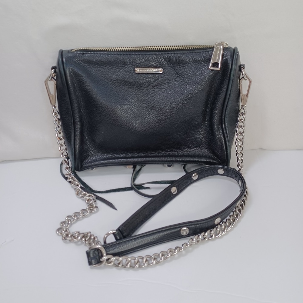 Rebecca Minkoff Crossbody Bag Black Leather Boho Biker - Picture 6 of 15